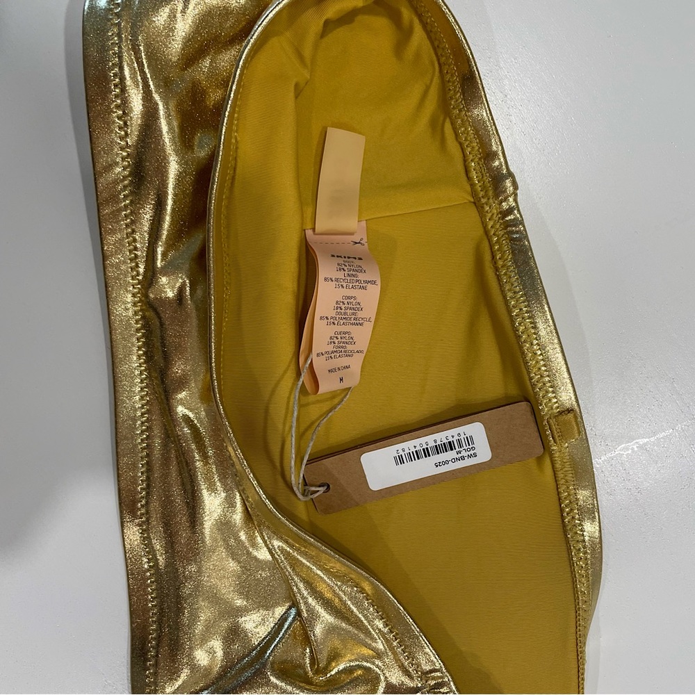 NWT METALLIC SWIM BANDEAU BIKINI TOP IN GOLD - Picture 8 of 8